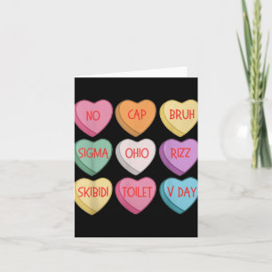 Skibidi Valentines day Rizz Candy Heart Groovy Kort