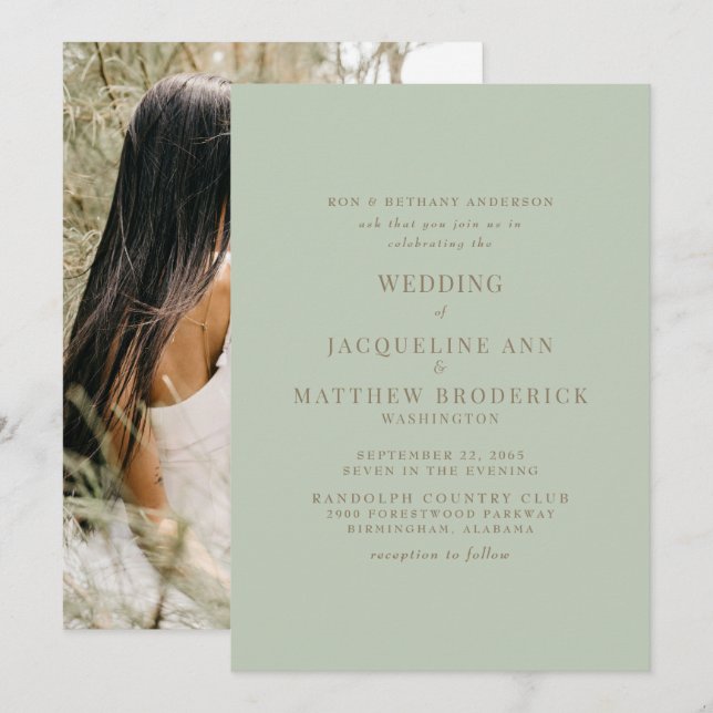 Skicka bara fotoutskrift Guld Bröllop Inbjudningar (Fram/baksida)