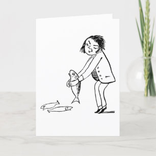 SKICKA BIRTHDAY FISHES, FUNNY FÖDELSEDAGSKORT HELGKORT