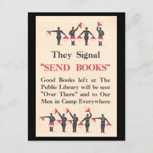 "Skicka Bokar" till Troops WWI Poster Vykort