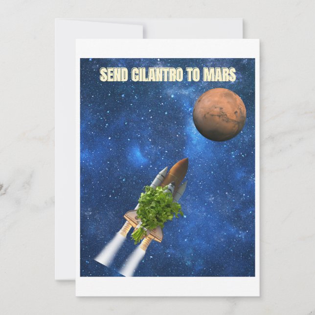 Skicka Cilantro till Mars - Lustigt anti-Cilantro Julkort (Framsida)