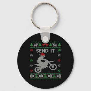 Skicka det Dirt Bike Riding Santa Motocross Ugly C Nyckelring