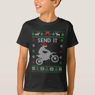 Skicka det Dirt Bike Riding Santa Motocross Ugly C T Shirt