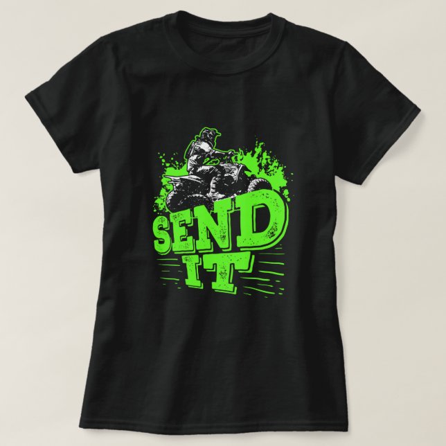 Skicka det fyra hjulskenare ATV Quad Bike Rider T Shirt (Design framsida)