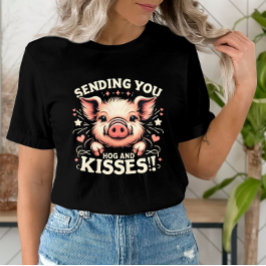 Skicka dig Hog and Kisses Valentiness Adsible Gris T Shirt