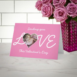 Skicka dig Kärlek-foto i hjärtat Valentine Helgkort