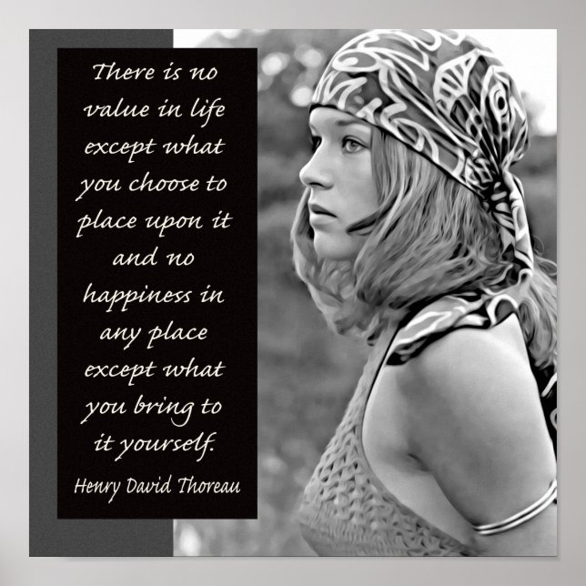 Skicka din lycka med dig - Thoreau-citat Poster (Framsidan)