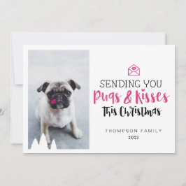 Skicka dina Pugs & Kisses Cute Pug-Hund och kyssar Julkort