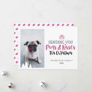 Skicka dina Pugs & Kisses Cute Pug-Hund och kyssar Julkort