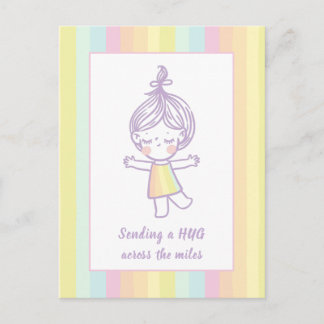 Skicka en Hug Cute Pastel Rainbow Girl Vykort