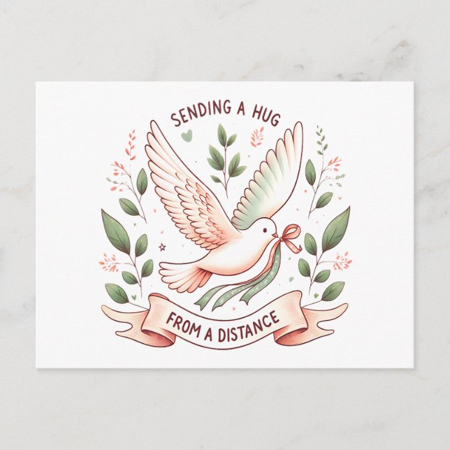 Skicka en kram från en Avstånd flygduva Vykort (Framsida)