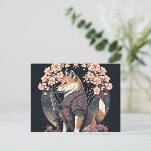 Skicka en sjömil med Shiba Hund Samurai Postcards Vykort