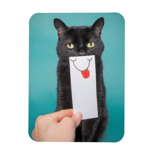 Skicka en sjörädd katt med munnen Teckning Magnet (Vertikal)