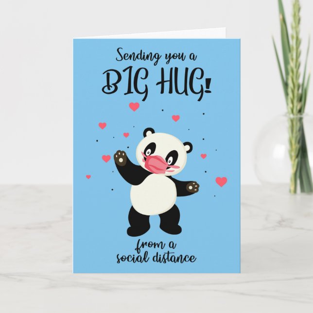 Skicka ett långt Avstånd Panda Bear Hug Card Kort (Framsida)