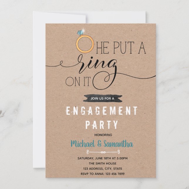 Skicka ett ring på förlovningen inbjudan (Framsida)