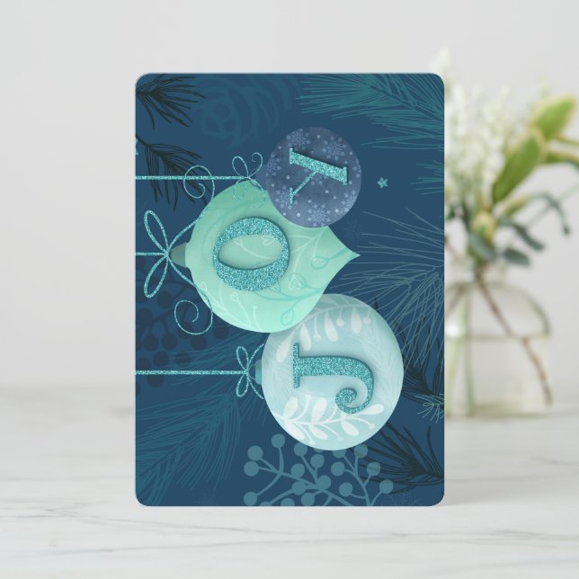 Skicka glädjen med det här blåtonsfärgade helgdag julkort (Stående Fram)