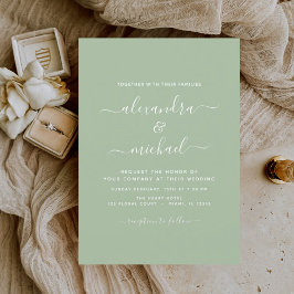 Skicka Grönt Bröllop Modern Typografi-inbjudan Inbjudningar