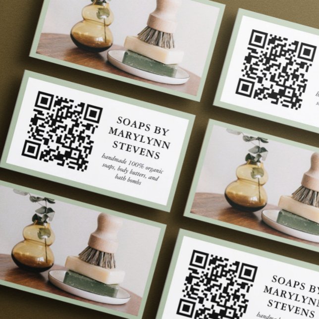 Skicka Grönt Gräns QR-kod och foto-infoga Visitkort (Skapare uppladdad)