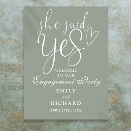 Skicka Grönt Hon sa ja Förlovning Välkomstskylt Poster