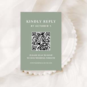 Skicka Grönt med Elegant Text   Bröllop QR-kod OSA Kort