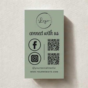 Skicka Grönt QR Connect with US Business Logotyp Visitkort