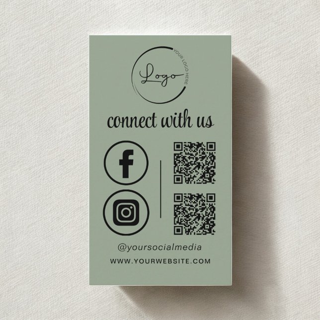Skicka Grönt QR Connect with US Business Logotyp Visitkort (Skapare uppladdad)