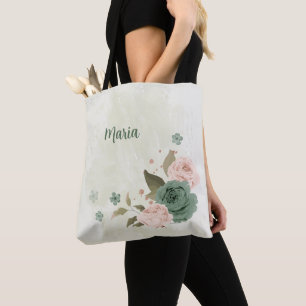 skicka grönt  rosa blommor tygkasse