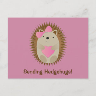 Skicka Hedgehugs Cute Tecknad Girl Hedgehog Vykort
