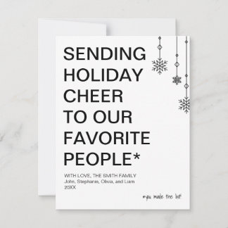 Skicka Helgdag Cheer till våra favoriter Julkort