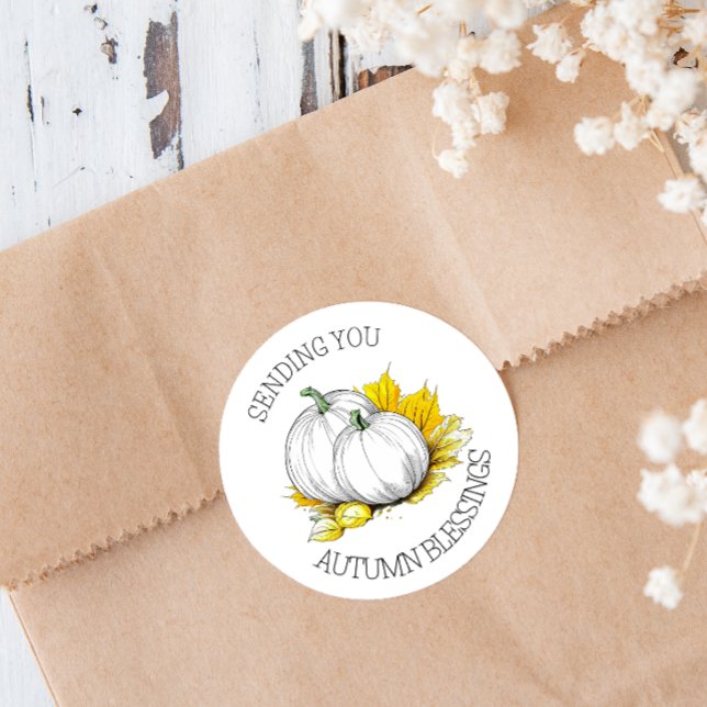 Skicka höstvälsignelser till dig runt klistermärke (Skapare uppladdad)