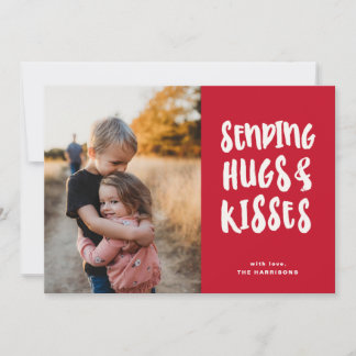 Skicka Hugs Red White Valentine Day Photo Julkort