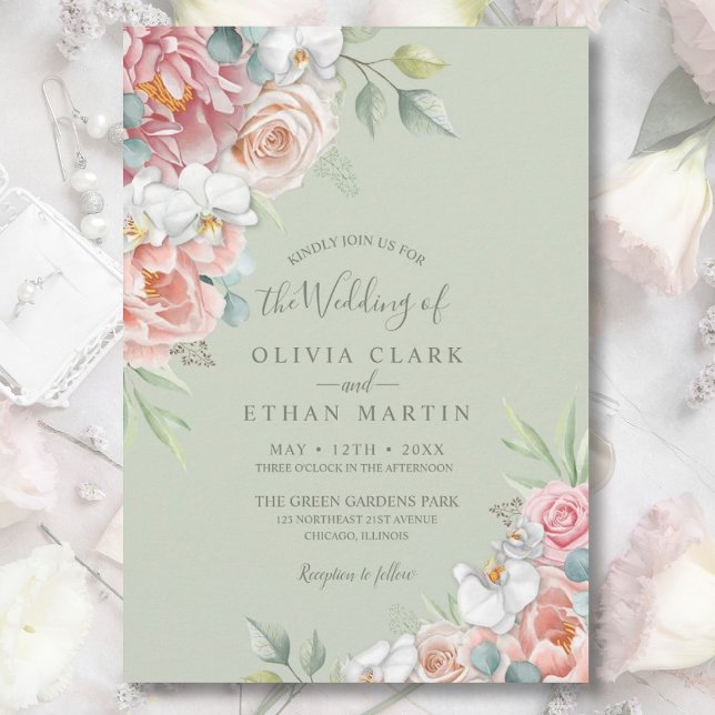 Skicka inbjudan till  Rosa Blommigt Rustic Wedding (Skapare uppladdad)