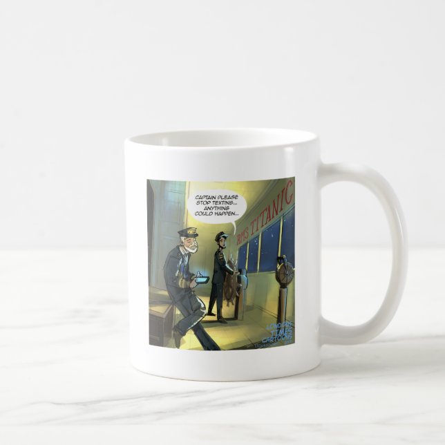 Skicka Inte Text Och Titanic Roligt Kaffemugg (Höger)