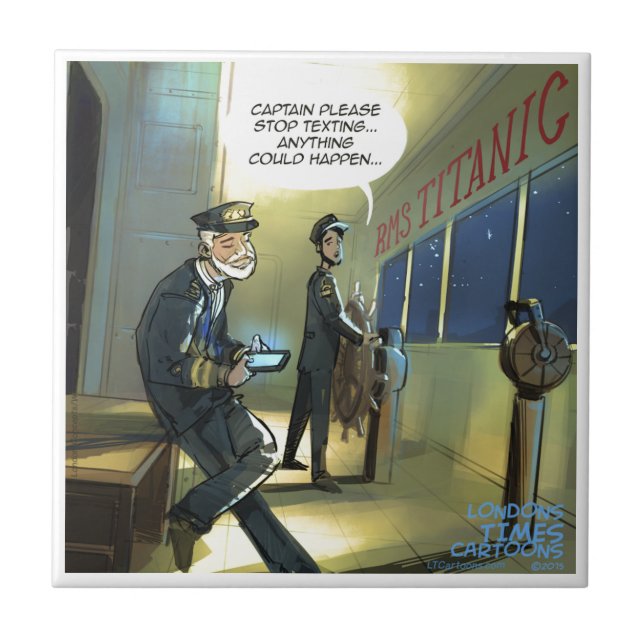 Skicka Inte Text Och Titanic Roligt Kakelplatta (Framsidan)