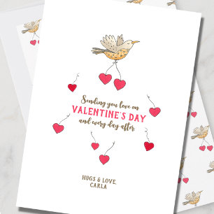 Skicka kärlek Fågel Alla hjärtans dag Holiday Card Julkort