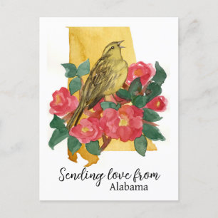 Skicka Kärlek från Alabama Yellowhammer Camellia Vykort