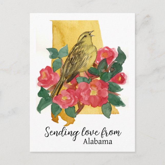 Skicka Kärlek från Alabama Yellowhammer Camellia Vykort (Framsida)
