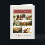 Skicka Kärlek Red och Guld Photo Collage Family Helgkort<br><div class="desc">hjärtestunder med detta "Sending Kärlek"-kort för helgdag, med en varm minimalistisk utformning med ett guld-framlagt burgundi-huvud och ett elegant-skript. Kortet visar en flerfotolayout, perfekt för att visa värdefulla familjeminnen. Familjetexten namn vid grund lägger till en sofistikerad, personlig beröring till dina semesterhälsningar. Perfekt för dem som vill skicka kärlek och värma...</div>