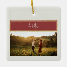 Skicka Kärlek Red och Guld Photo Collage Family Julgransprydnad Keramik