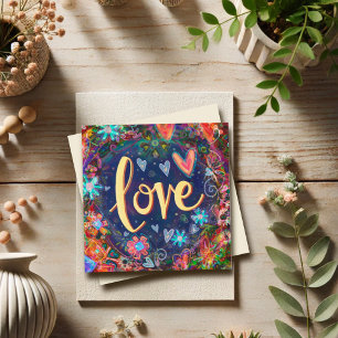 Skicka kärlek Vacker Whimsical Alla hjärtans hjärt Anteckningskort