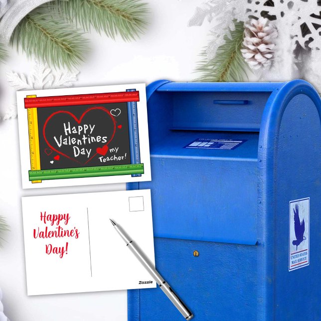 Skicka meddelandet Glad Alla hjärtans daglärare Vykort (Send the message!  
Happy Valentine's Day Teacher Postcard)