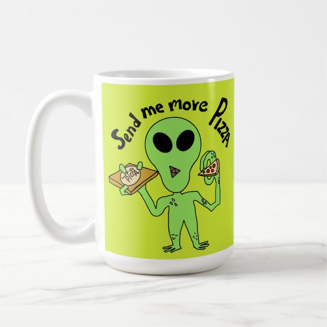 Skicka mer pizza ufo kaffemugg (Vänster)