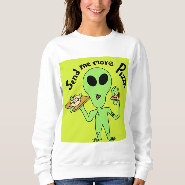 Skicka mer pizza ufo t shirt (Framsida)
