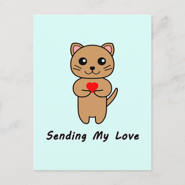 Skicka min Kärlek - blå bakgrund (Lodrät) Vykort (Framsida)