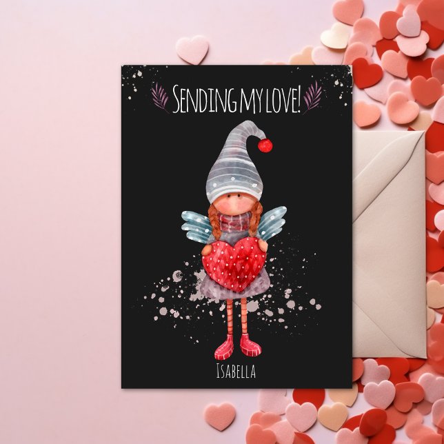Skicka min Kärlek Dam-nome med hjärthjärtstillestå Julkort (Skapare uppladdad)
