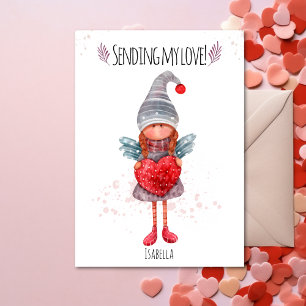 Skicka min Kärlek Dam-nome med hjärthjärtstillestå Julkort