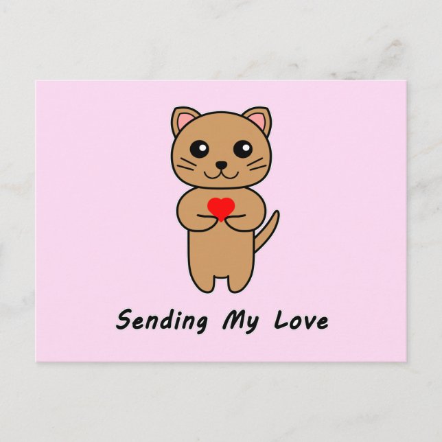 Skicka min Kärlek - Rosa - bakgrund Vykort (Framsida)