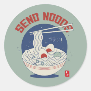 Skicka Noods Japansk Noodle Soppa Ramen Runt Klistermärke