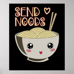 Skicka Noods Kawaii Ramen Bowl Miso Noodle Soppa G Poster