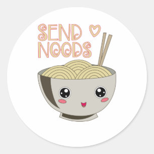 Skicka Noods Kawaii Ramen Bowl Miso Noodle Soppa G Runt Klistermärke